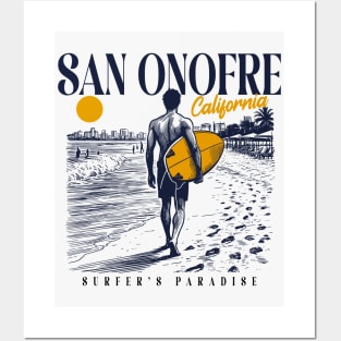 Vintage Surfing San Onofre, California // Retro Surfer Sketch // Surfer's Paradise Posters and Art